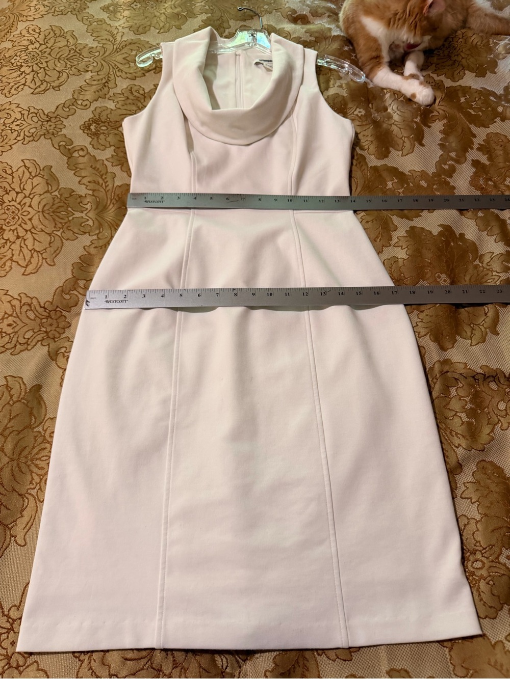 White House Black Market Cream Sleeveless Cowl Neck Sheath Dress, Sz 6 - Picture 15 of 16